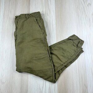HOPE Stockholm Trouser Pants Men Cotton Linen Size 50 Green Jogger Cuffs